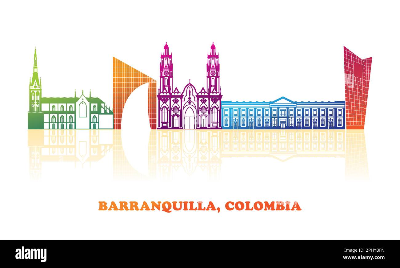 Colourfull Skyline Panorama Of City Of Barranquilla Colombia Vector colourfull-skyline-panorama-of-city-of-barranquilla-colombia-vector