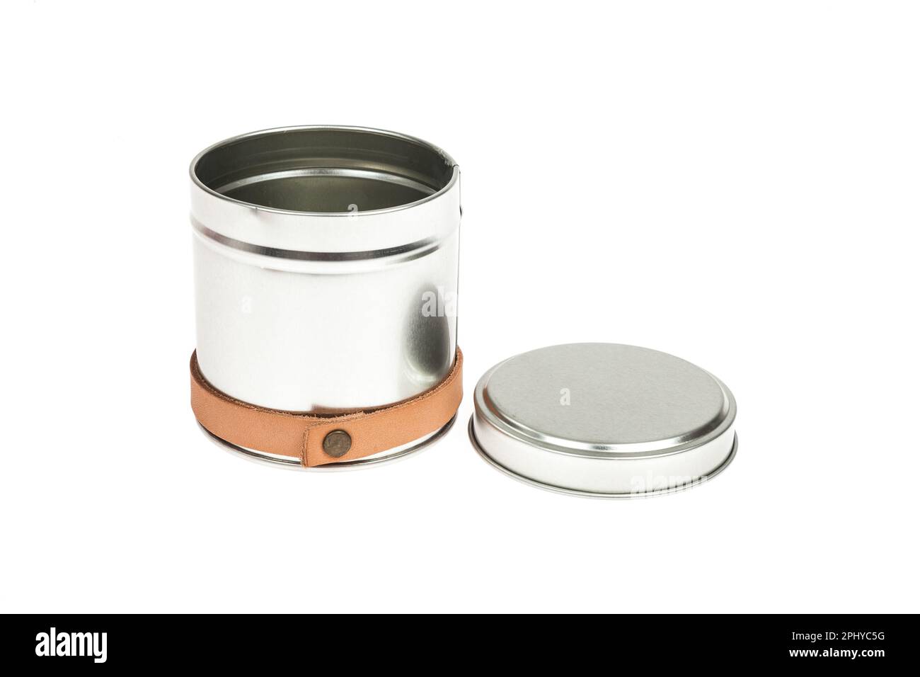 metal container for loose products covered with a lid with a handle,  isolated on a white background Stock Photo - Alamy