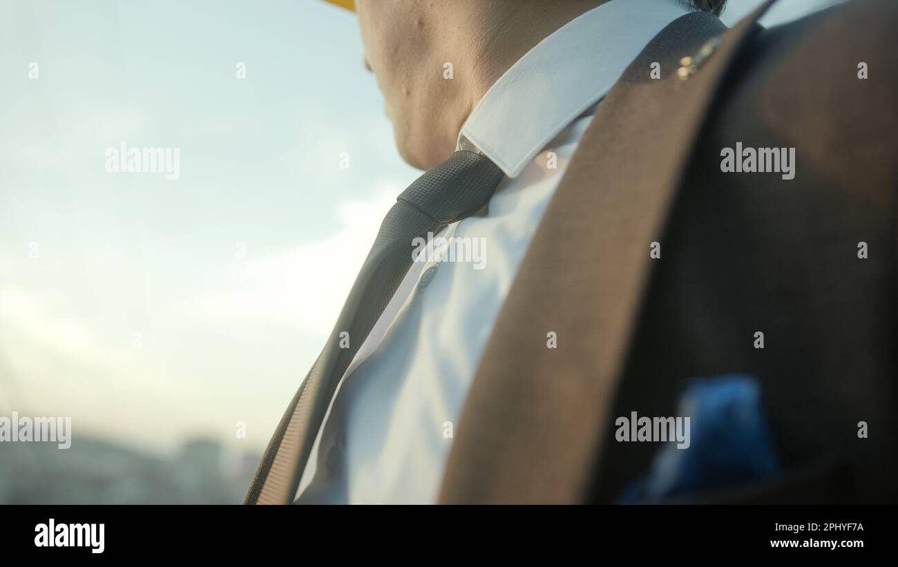 Young Businessman in a Suit Close-Up Medium Shot Stock Photo