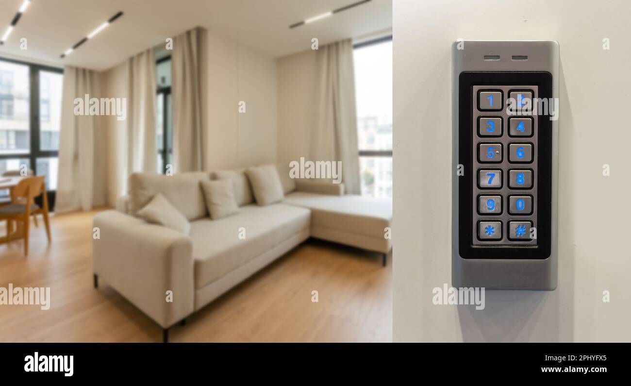 Door access control, electronic lock with buttons in the apartment Stock Photo Alamy
