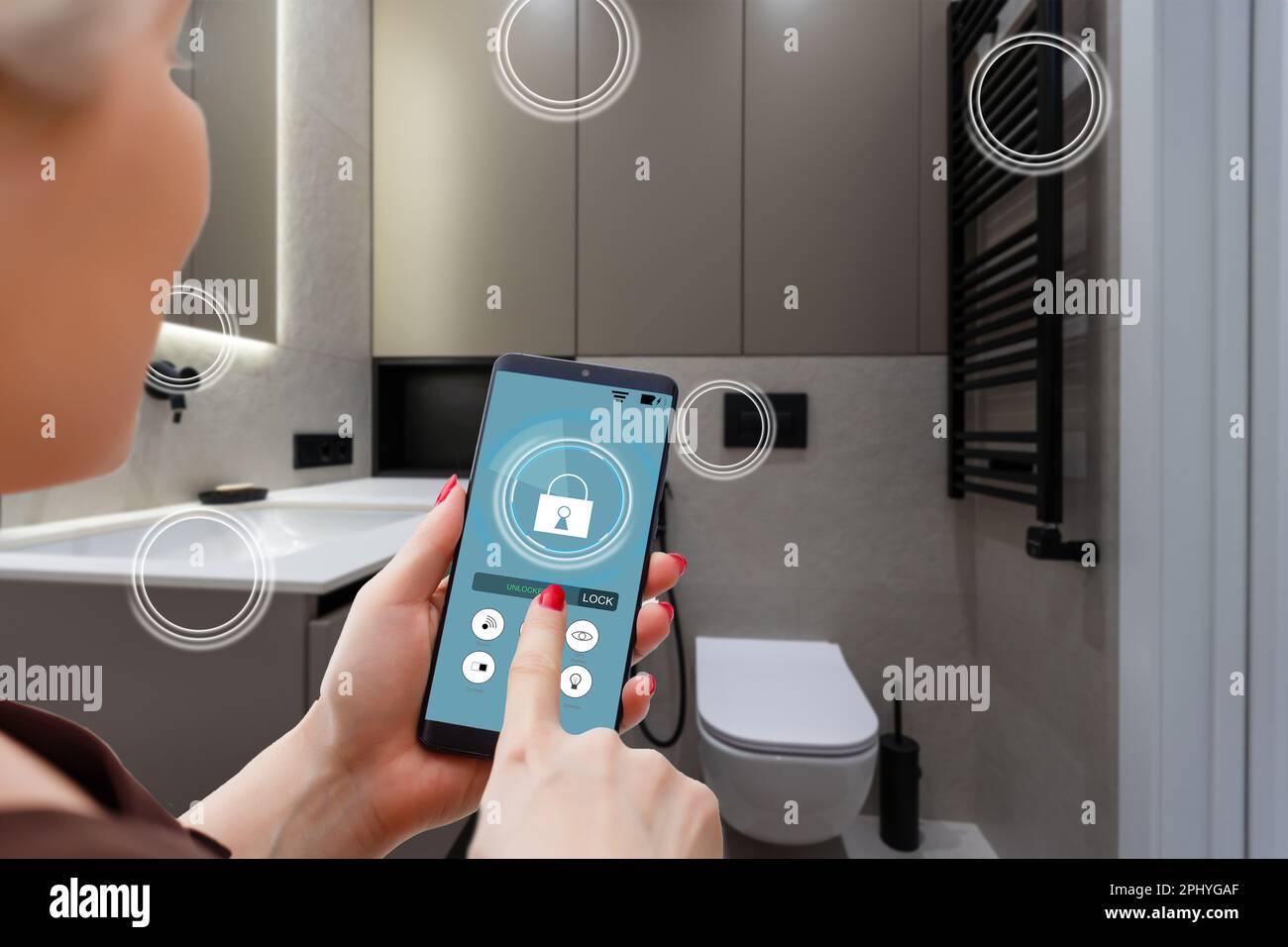 Control From Using Phone Remote home control system on a phone Stock Photo - Alamy