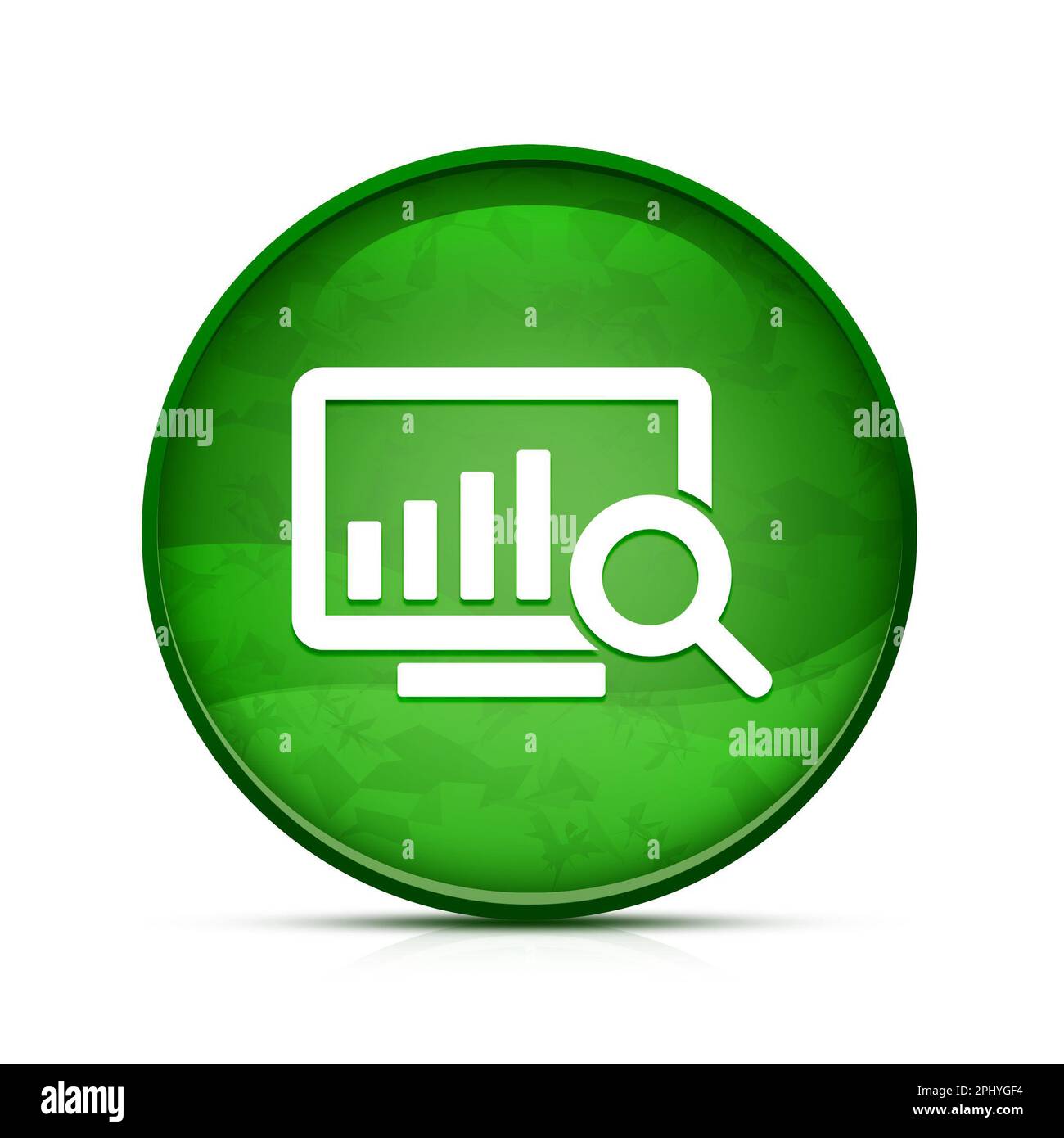 Chart icon on classy splash green round button Stock Photo - Alamy