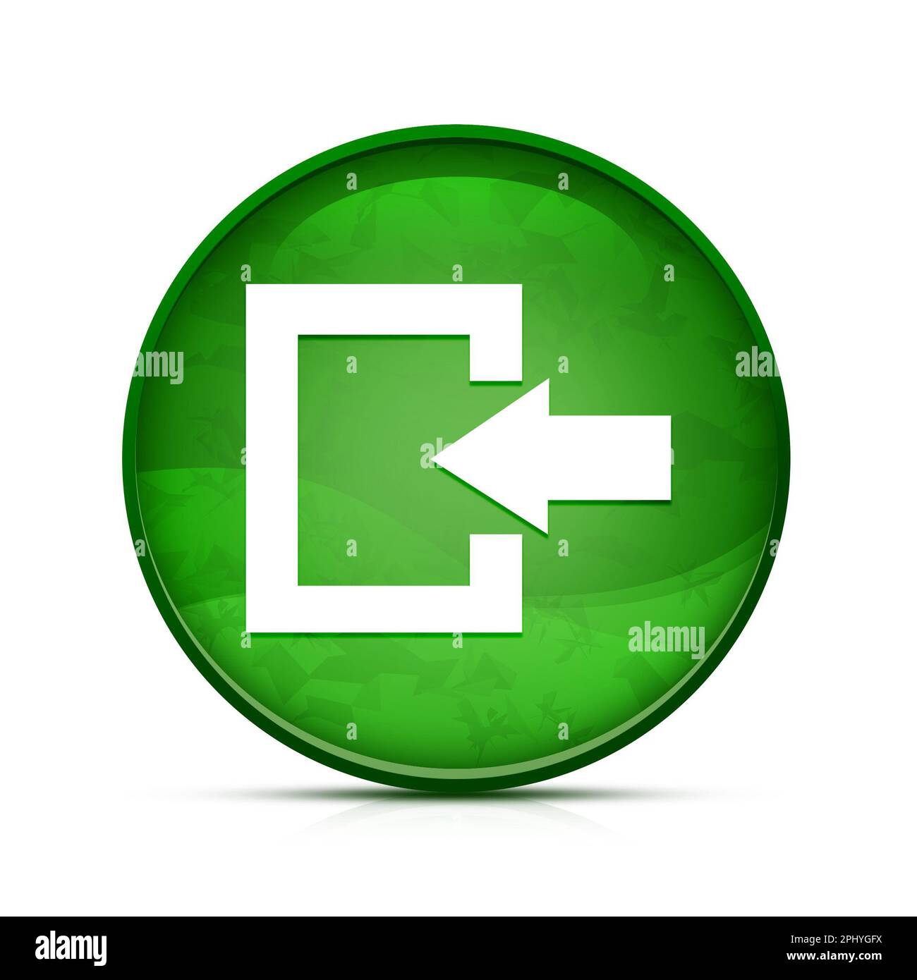Logout icon on classy splash green round button Stock Photo - Alamy