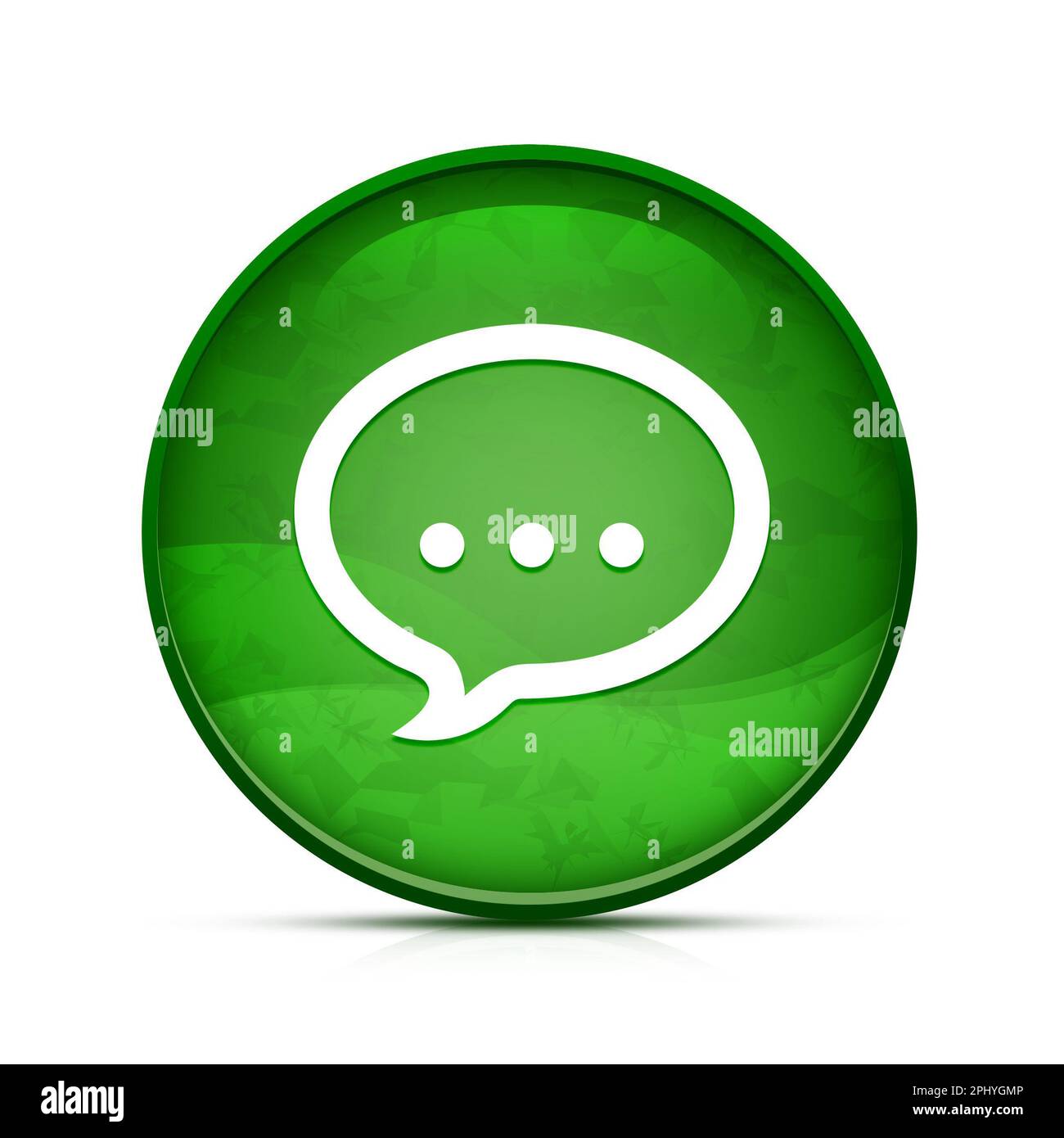 Talk icon on classy splash green round button Stock Photo Alamy