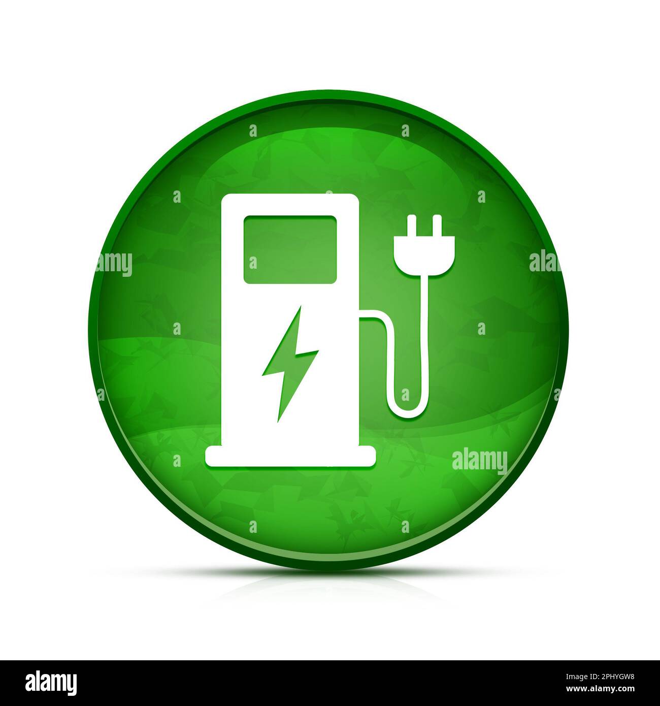 Electric vehicle charging station icon on classy splash green round button Stock Photo