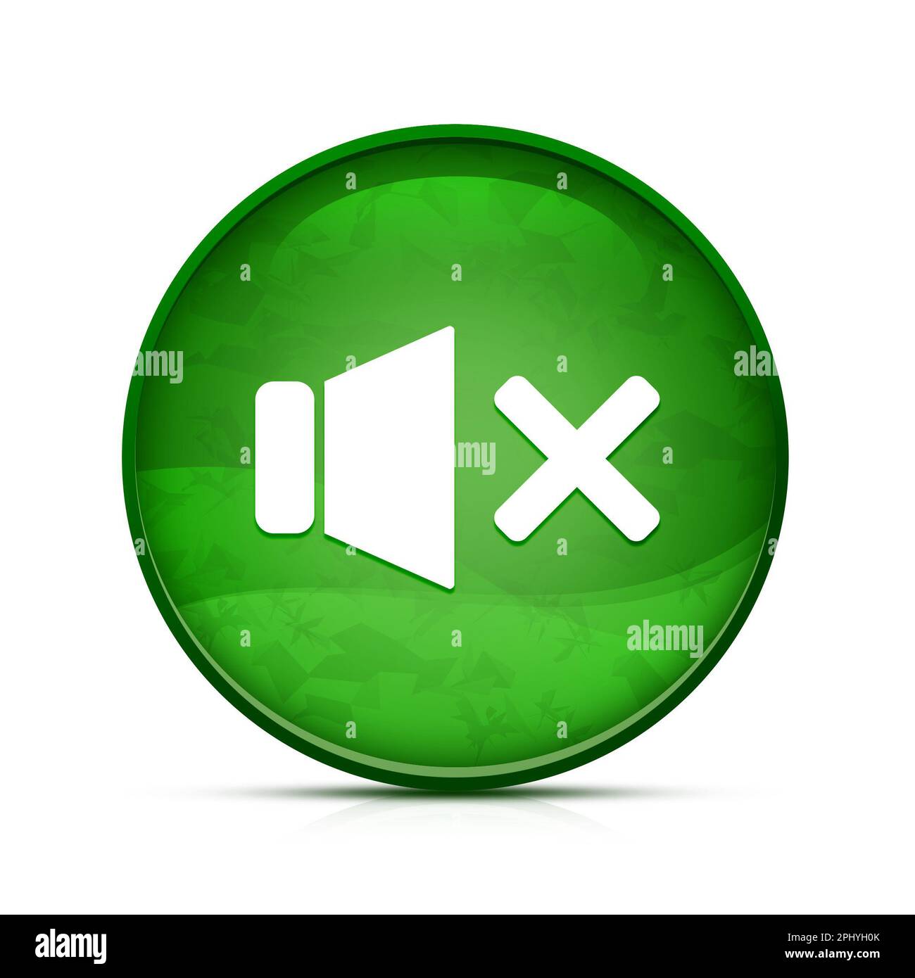Mute sound icon on classy splash green round button Stock Photo