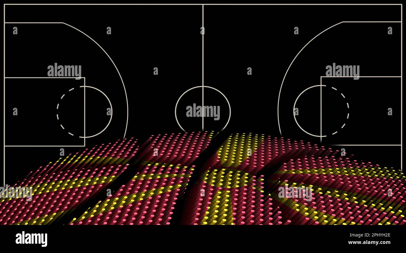 North Macedonia Basketball court background, Basketball Ball, Black