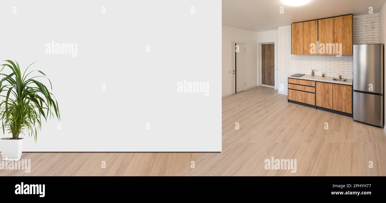 living room interior with copy space on white wall Stock Photo - Alamy