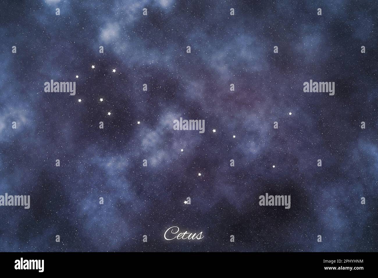 Cetus star constellation Brightest Stars Whale constellation Stock