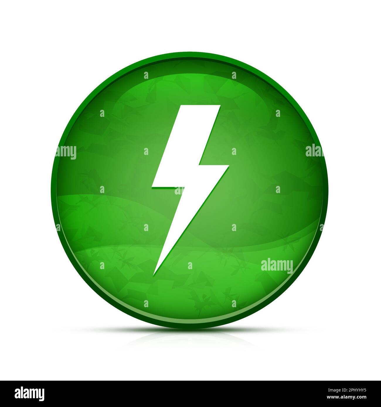 Lightning bolt icon on classy splash green round button Stock Photo Alamy