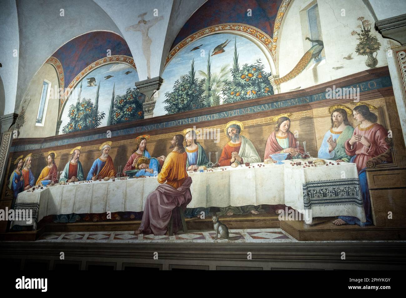 Cenacolo, Last Supper fresco by Domenico Ghirlandaio (1486) in the San Marco refectory. Museo di San Marco, Florence Stock Photo