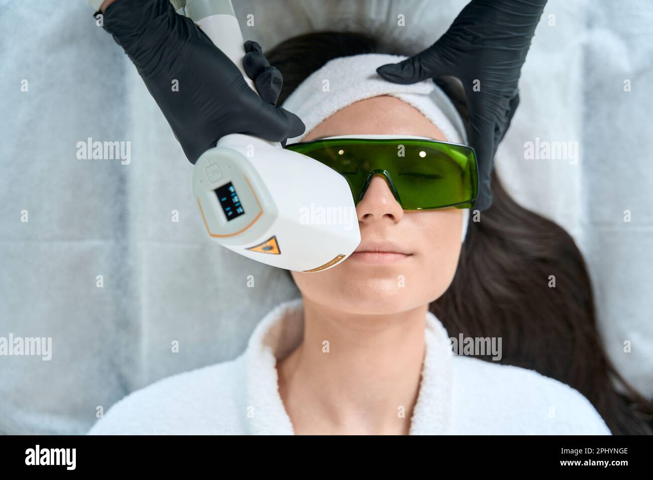 Close up photo of face laser hair removal procedure Stock Photo Alamy