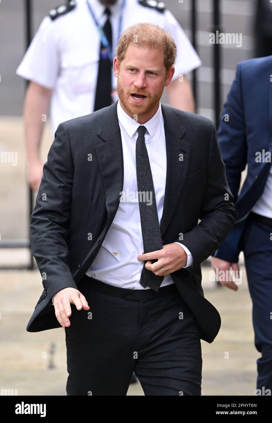 London, UK. 30th Mar, 2023. London, UK. March 30th, 2023. The Duke of Sussex arriving at the Royal Courts Of Justice, central London, ahead of a hearing claim over allegations of unlawful information gathering brought against Associated Newspapers Limited (ANL) by seven people - the Duke of Sussex, Baroness Doreen Lawrence, Sir Elton John, David Furnish, Liz Hurley, Sadie Frost and Sir Simon Hughes. Credit: Doug Peters/Alamy Live News Stock Photo