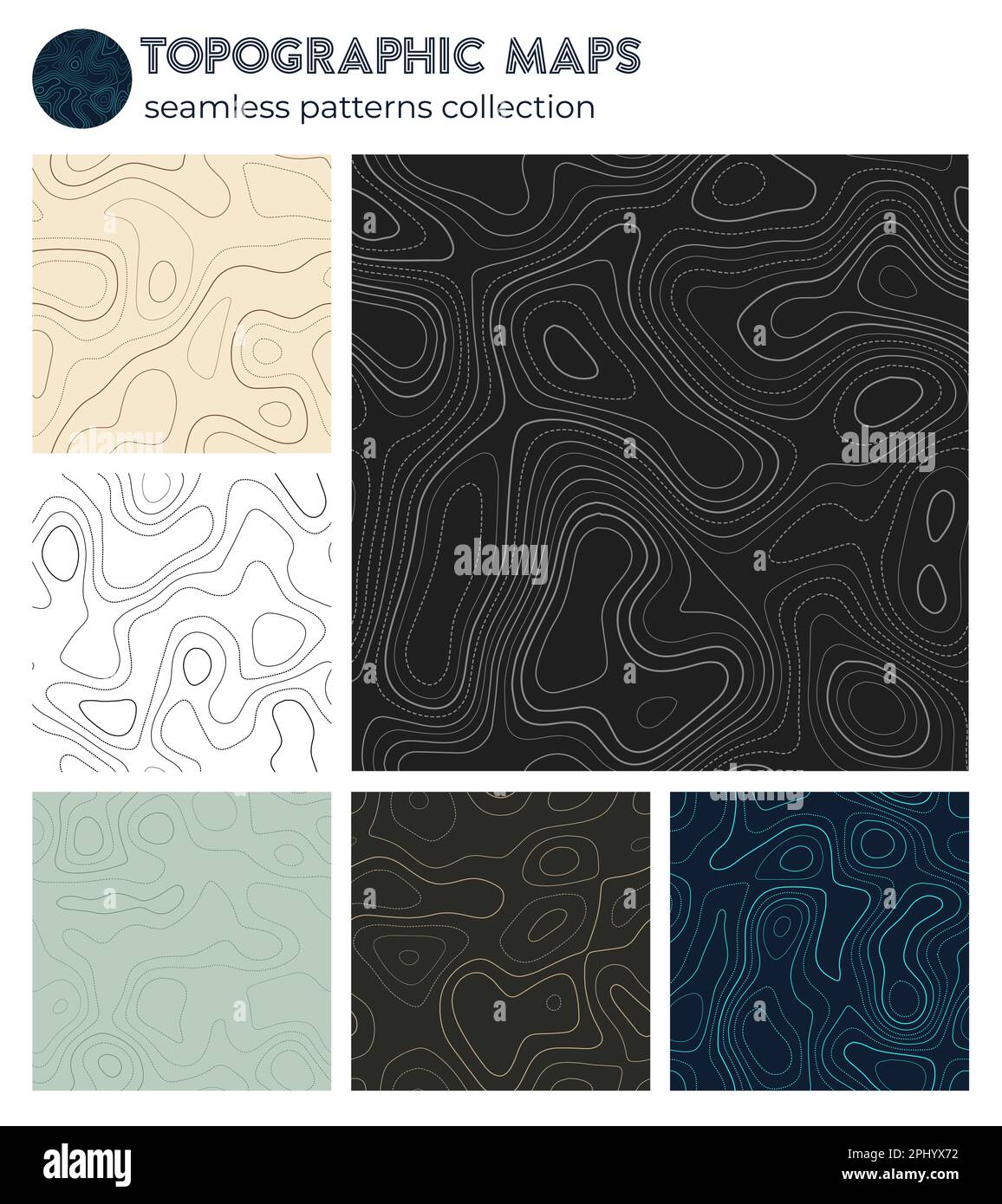 Topographic maps. Appealing isoline patterns, seamless design. Creative ...