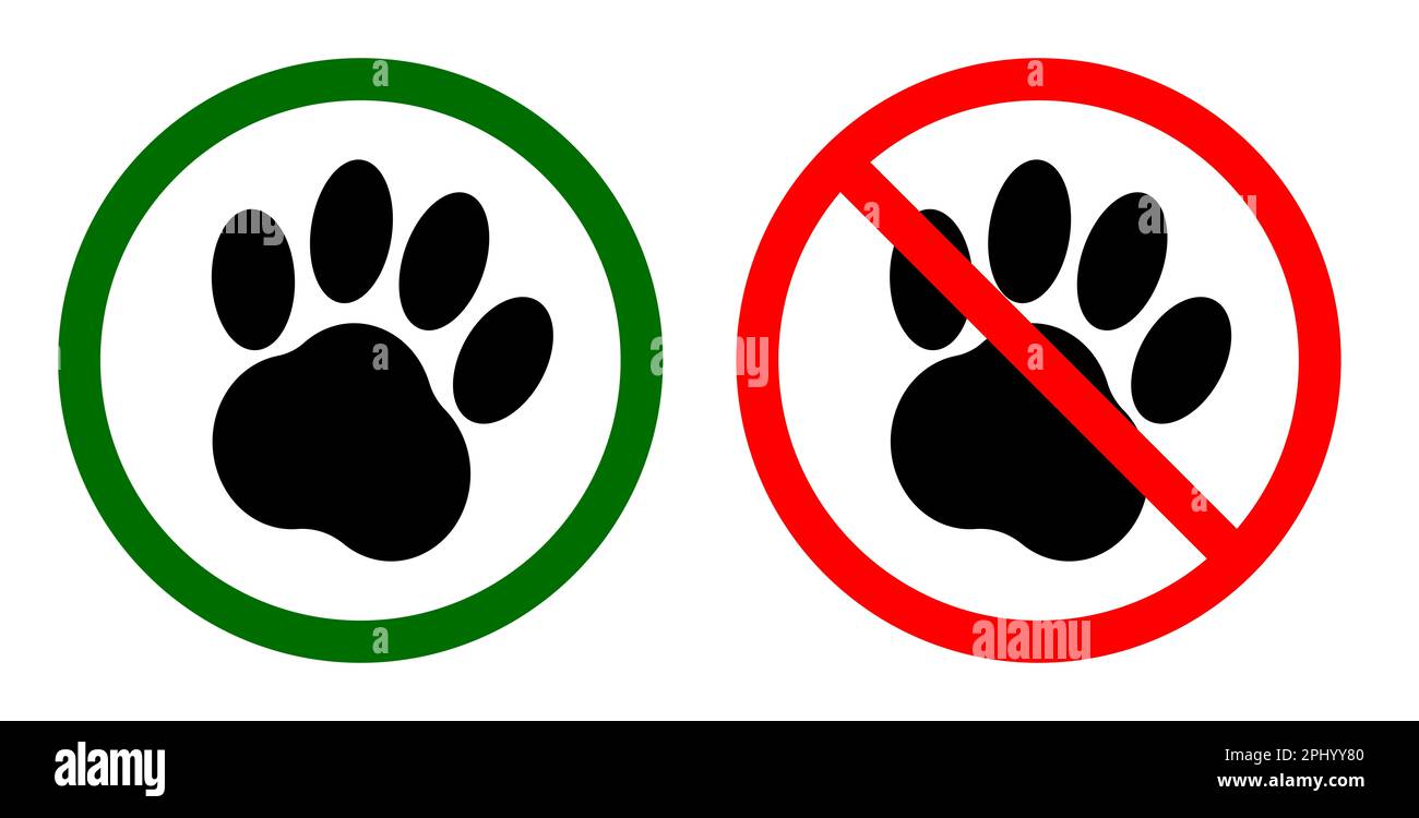 Signs DOGS ZONE AND NO PETS ALLOWED on white background, collage