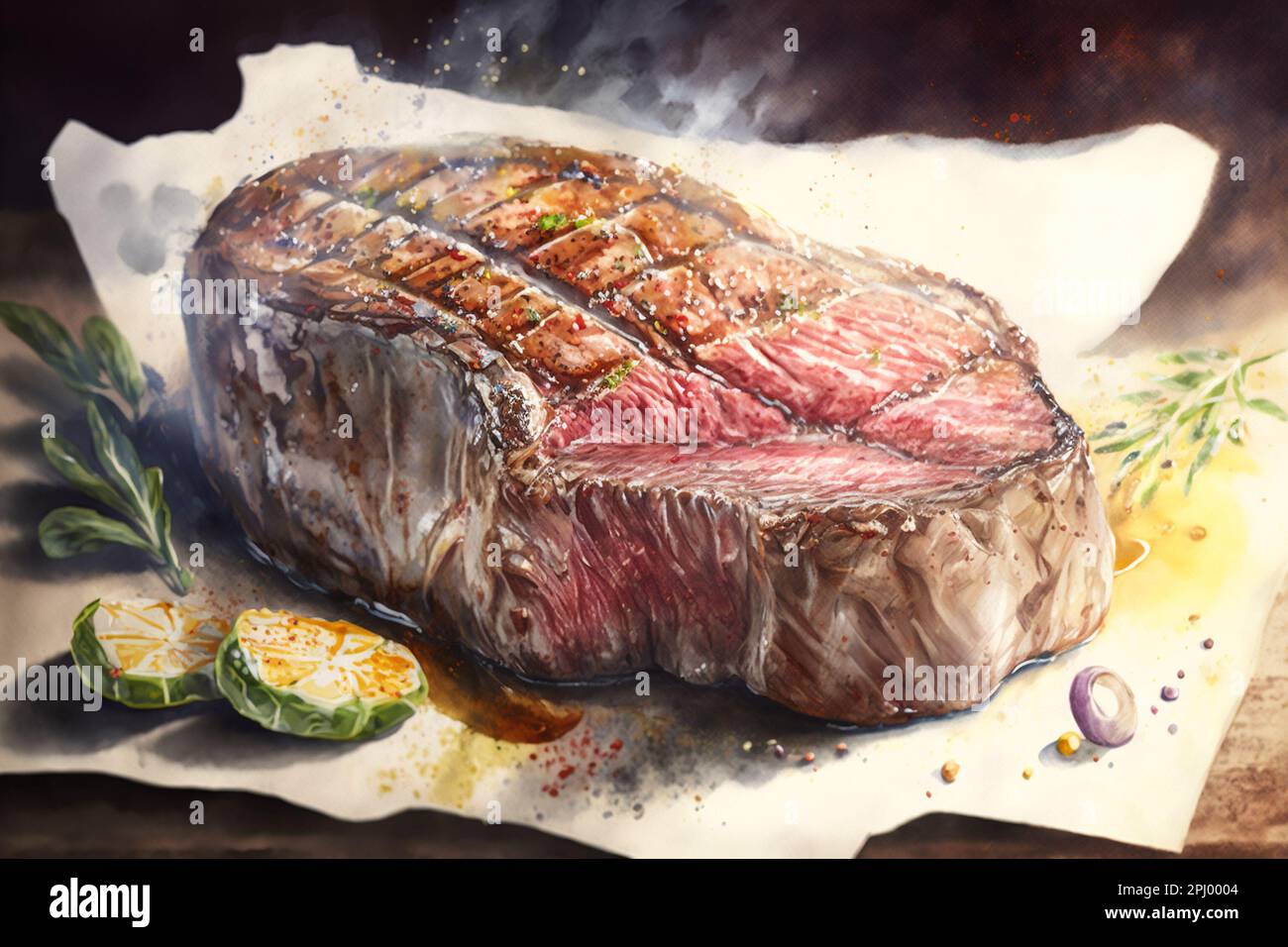 Delicious thick ribeye steaks. Medium rare degree of steak doneness Stock Photo Alamy