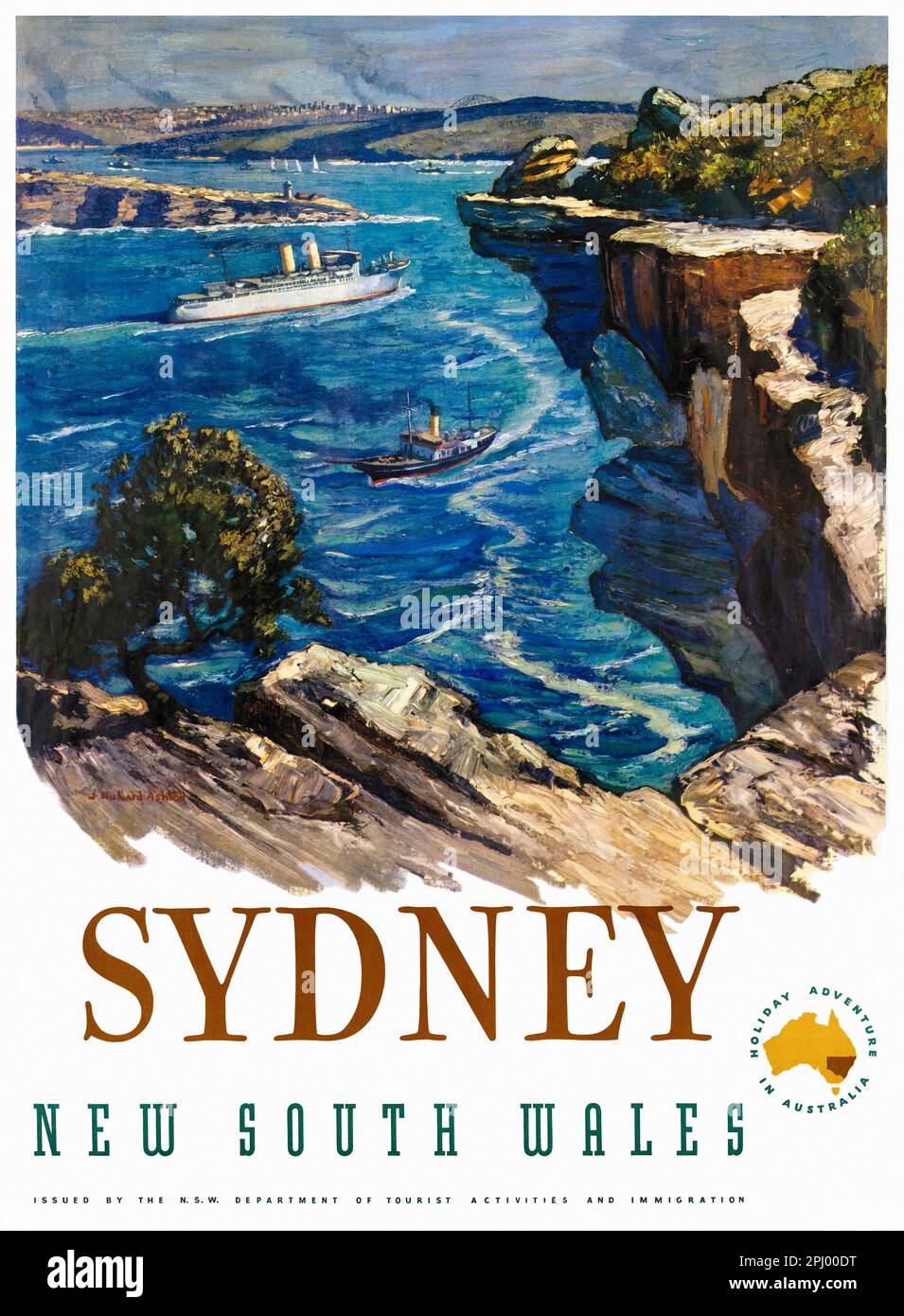 Sydney. New South Wales by Julian Richard Ashton (1913-2001). Poster published ca. 1950 in Australia. Stock Photo
