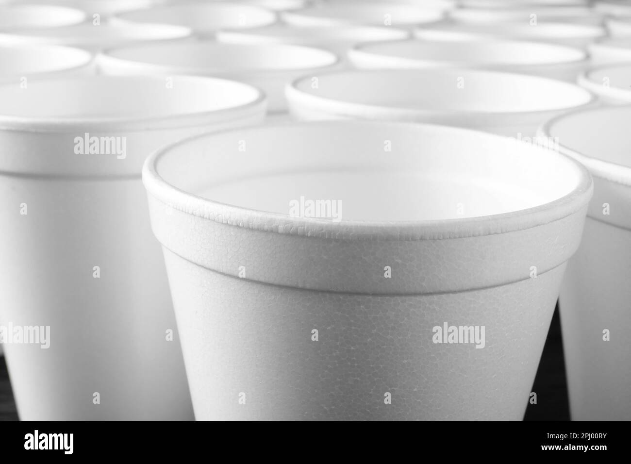 Closeup view of many white styrofoam cups Stock Photo Alamy