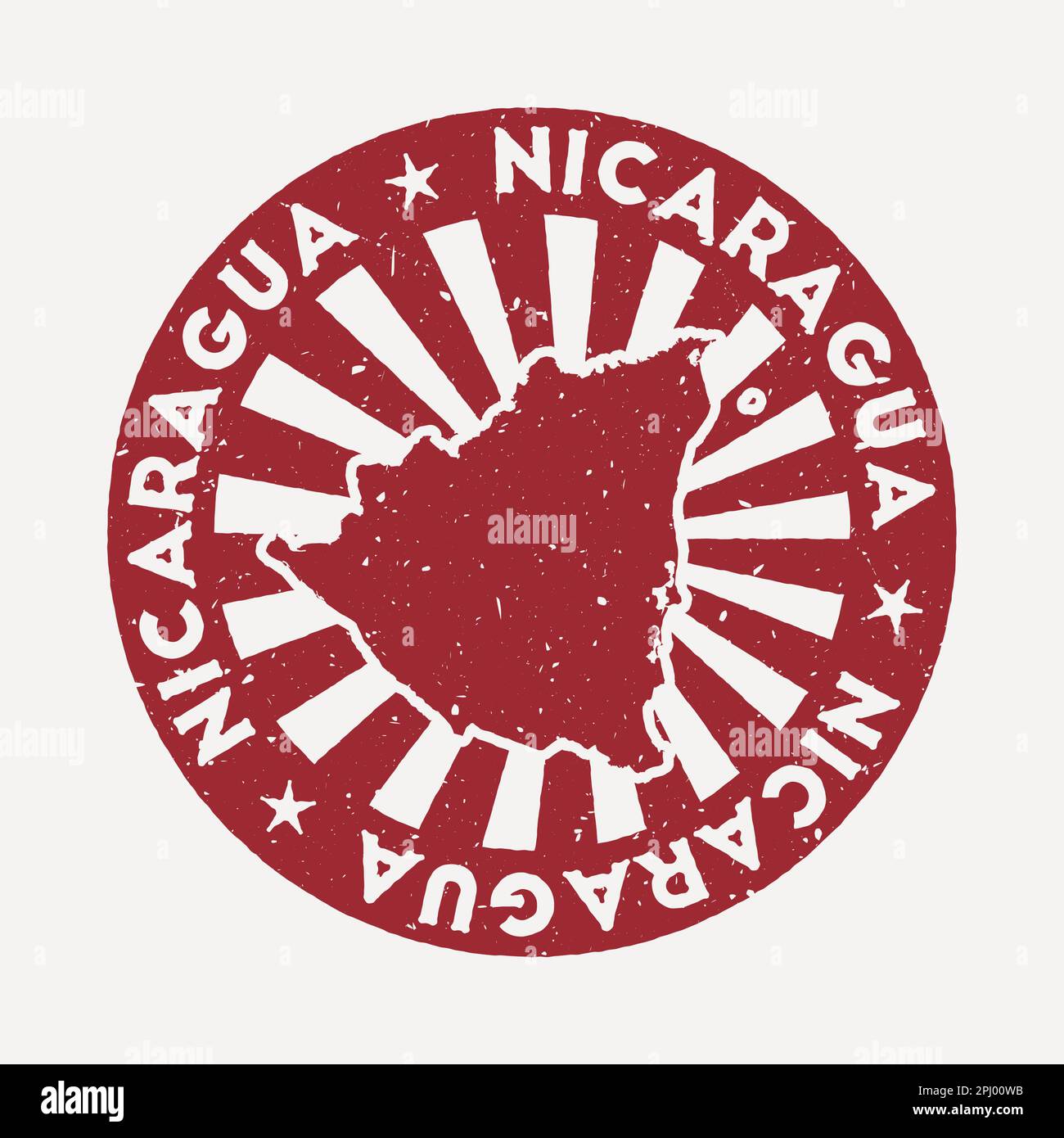 Nicaragua stamp. Travel red rubber stamp with the map of the country ...