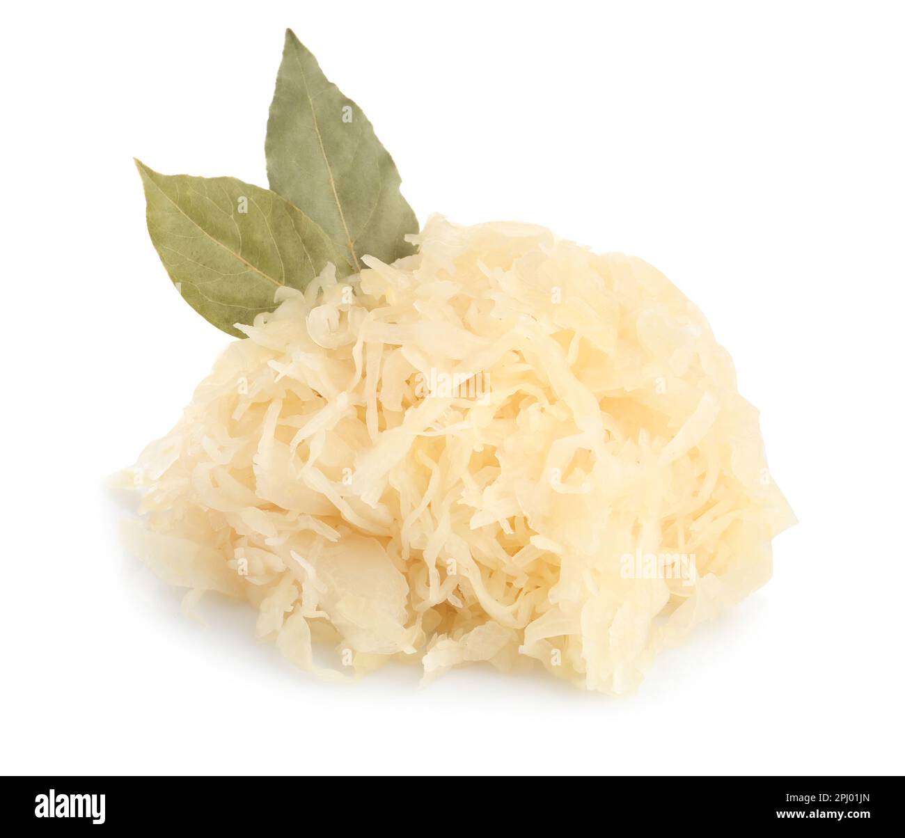 Tasty sauerkraut with bay leaves on white background Stock Photo Alamy