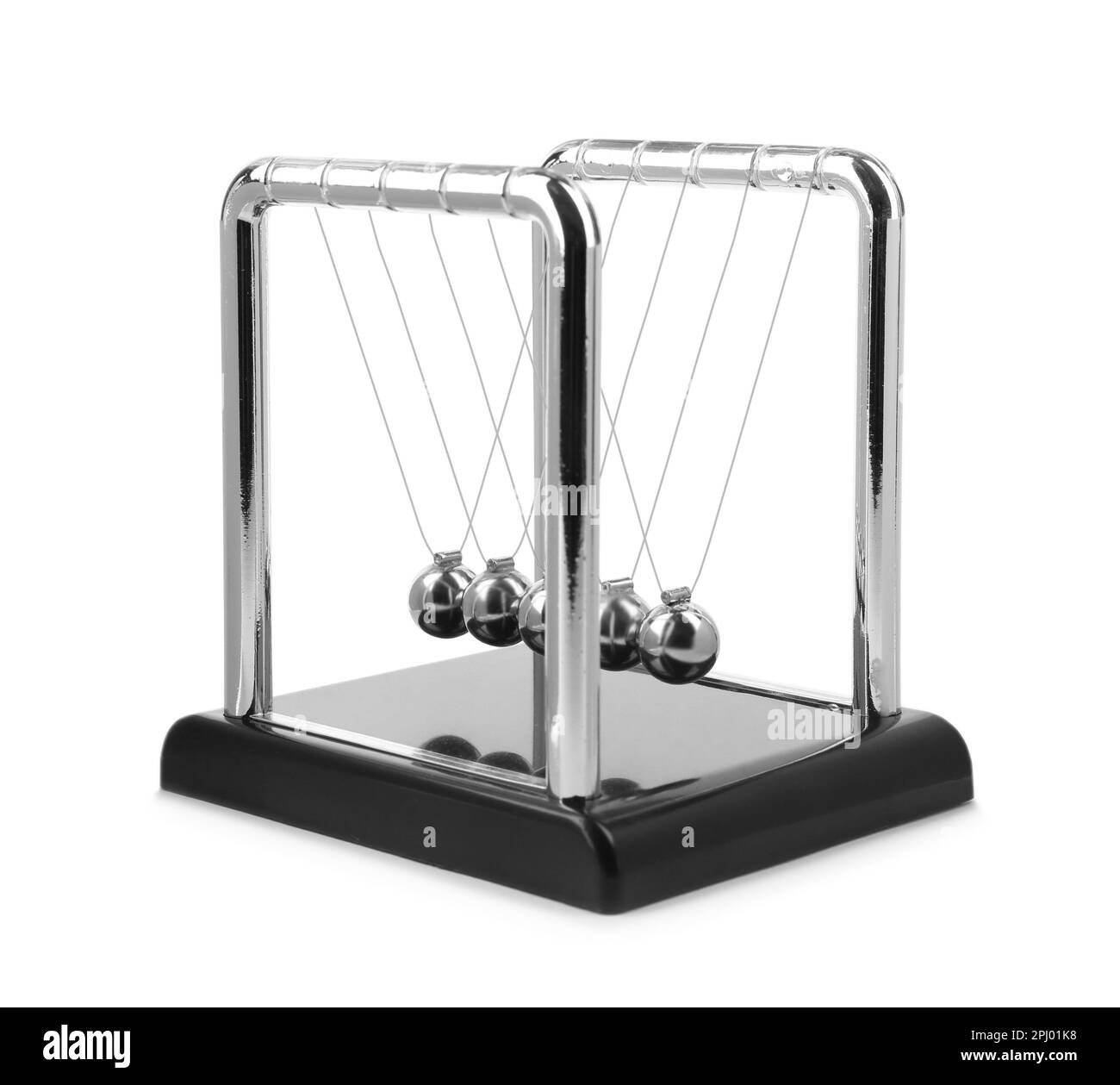 Newton's cradle isolated on white. Physics law of energy conservation