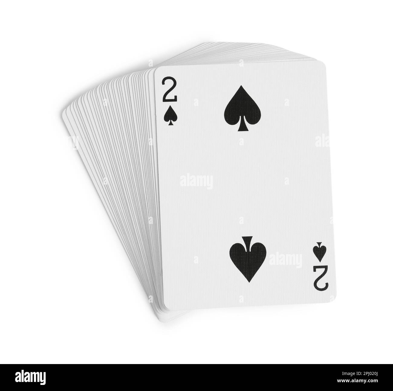 Playing cards and two of spades on white background Stock Photo - Alamy