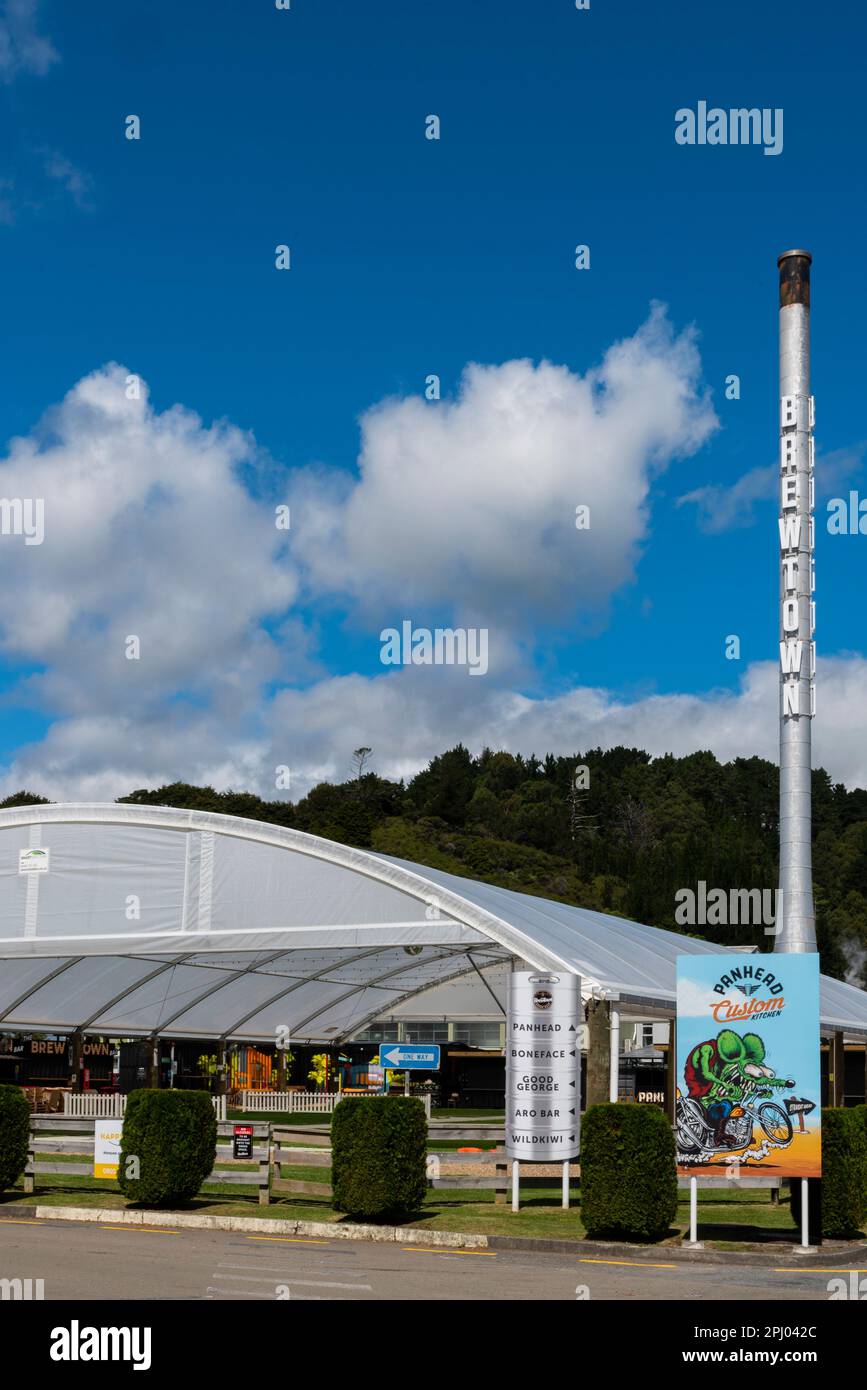 Brewtown in Upper Hutt, New Zealand, a visitor attraction with numerous craft beer breweries and