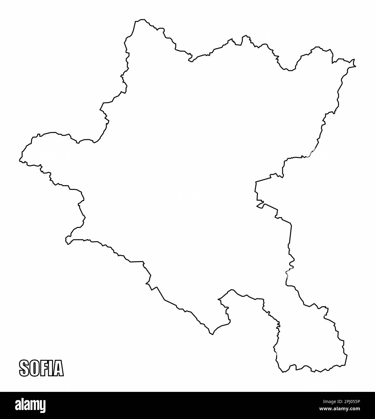 Sofia city outline map isolated on white background, Bulgaria Stock Vector