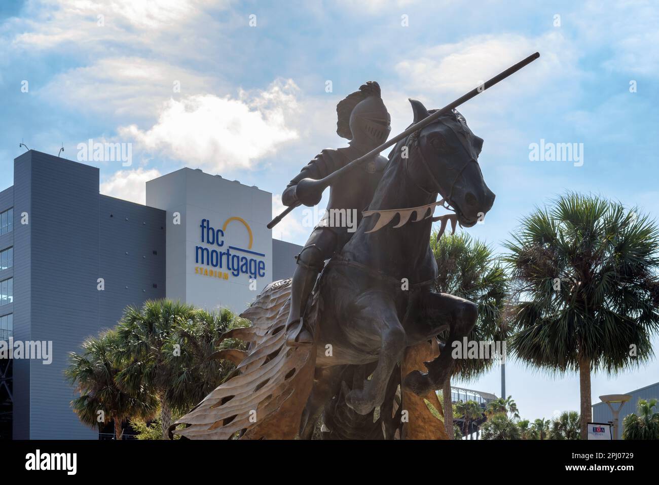 Knight on the horse statue in the University of Central Florida Stock Photo