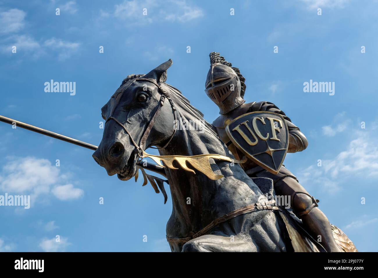 Knight on the horse statue in the University of Central Florida Stock Photo