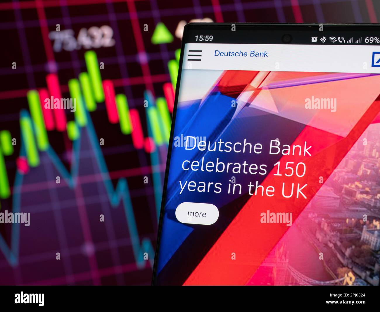 Galati, Romania March 30, 2023 Deutsche Bank Stock Navigating the Market's Highs and Lows