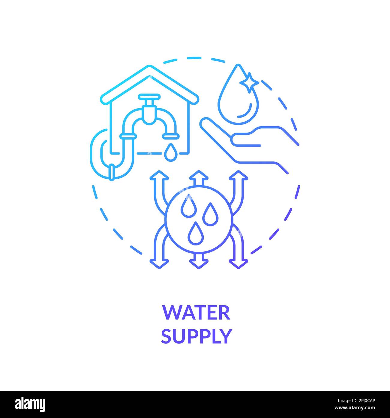 Water supply blue gradient concept icon Stock Vector