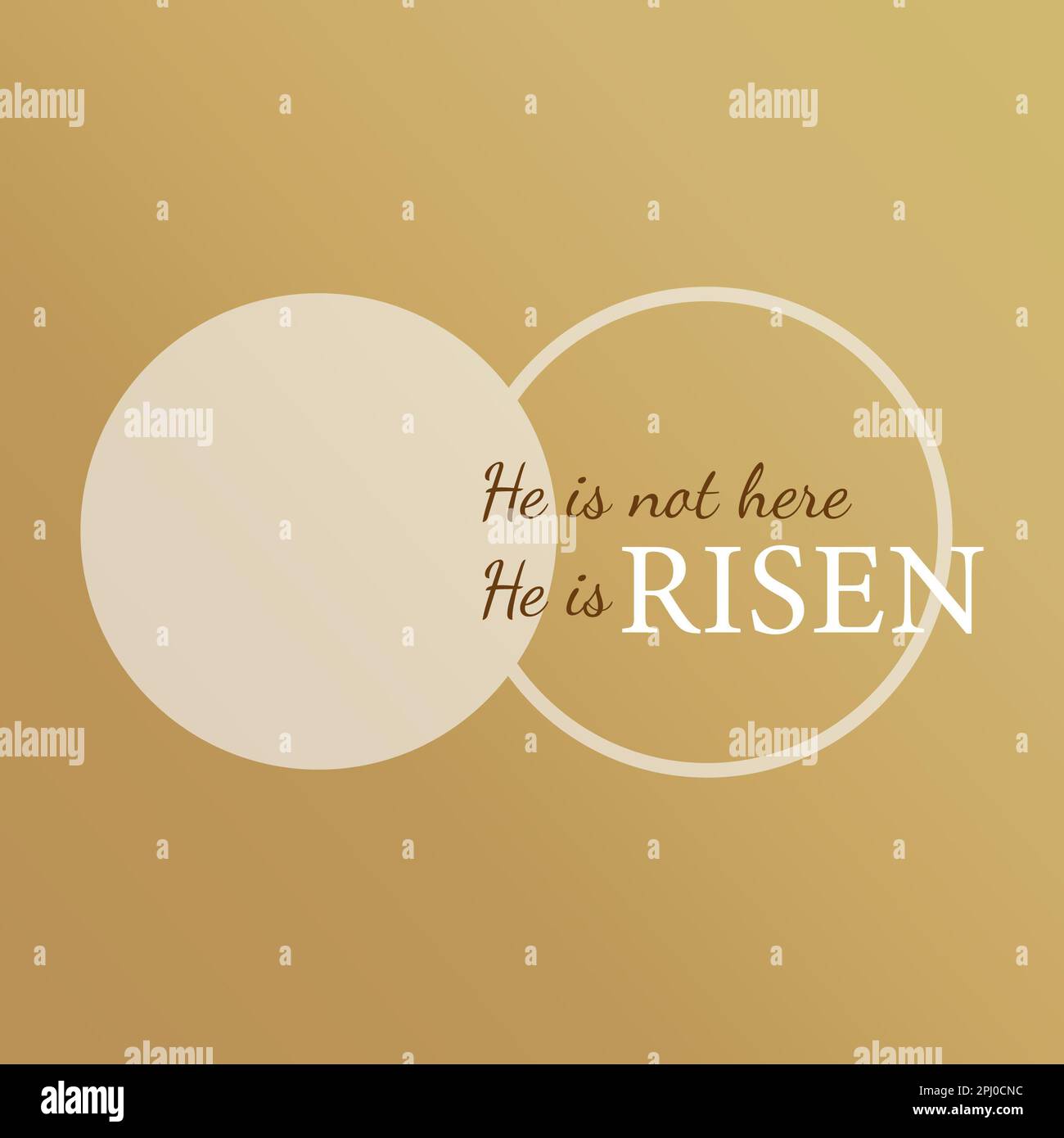 He is not here He is Risen typography quote with Calvary and caves on