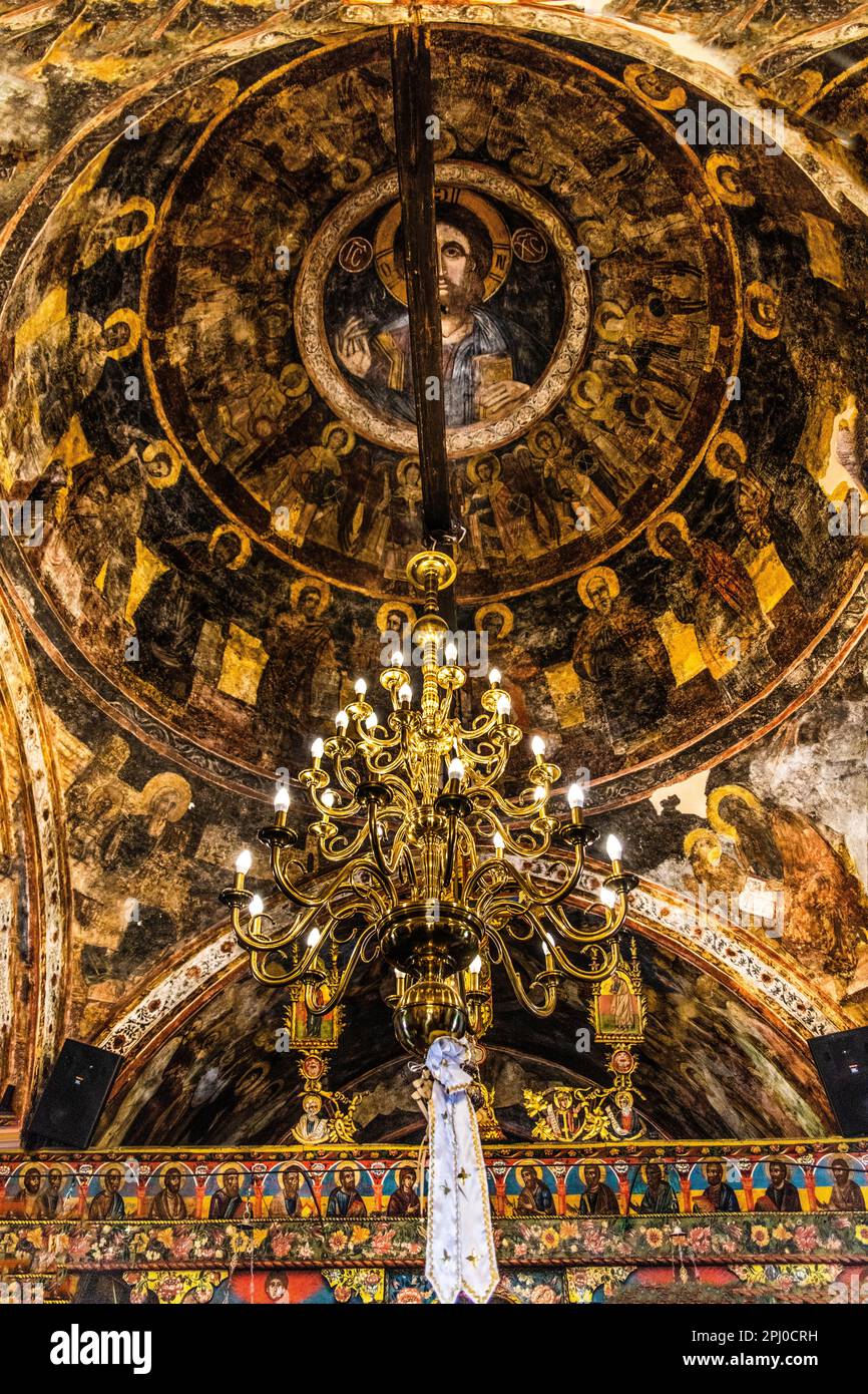 Cross-domed church of Kimissis tis Theotokou with frescoes of the Old ...