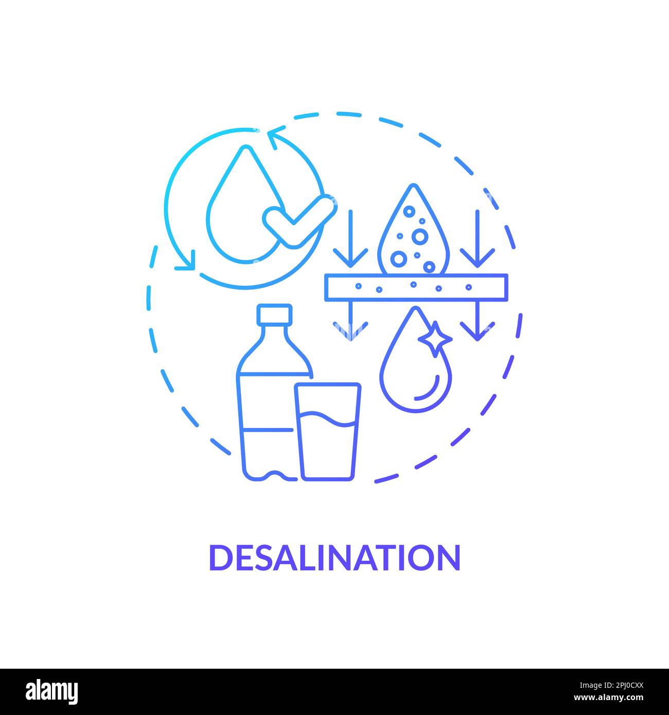 Desalination blue gradient concept icon Stock Vector
