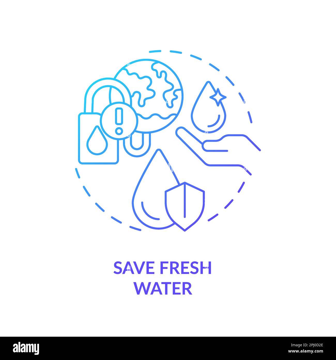 Save fresh water blue gradient concept icon Stock Vector