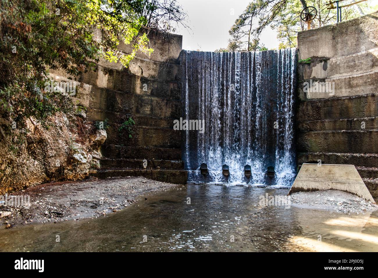 Reservoir with waterfall, Epta Piges - The Seven Springs, Rhodes