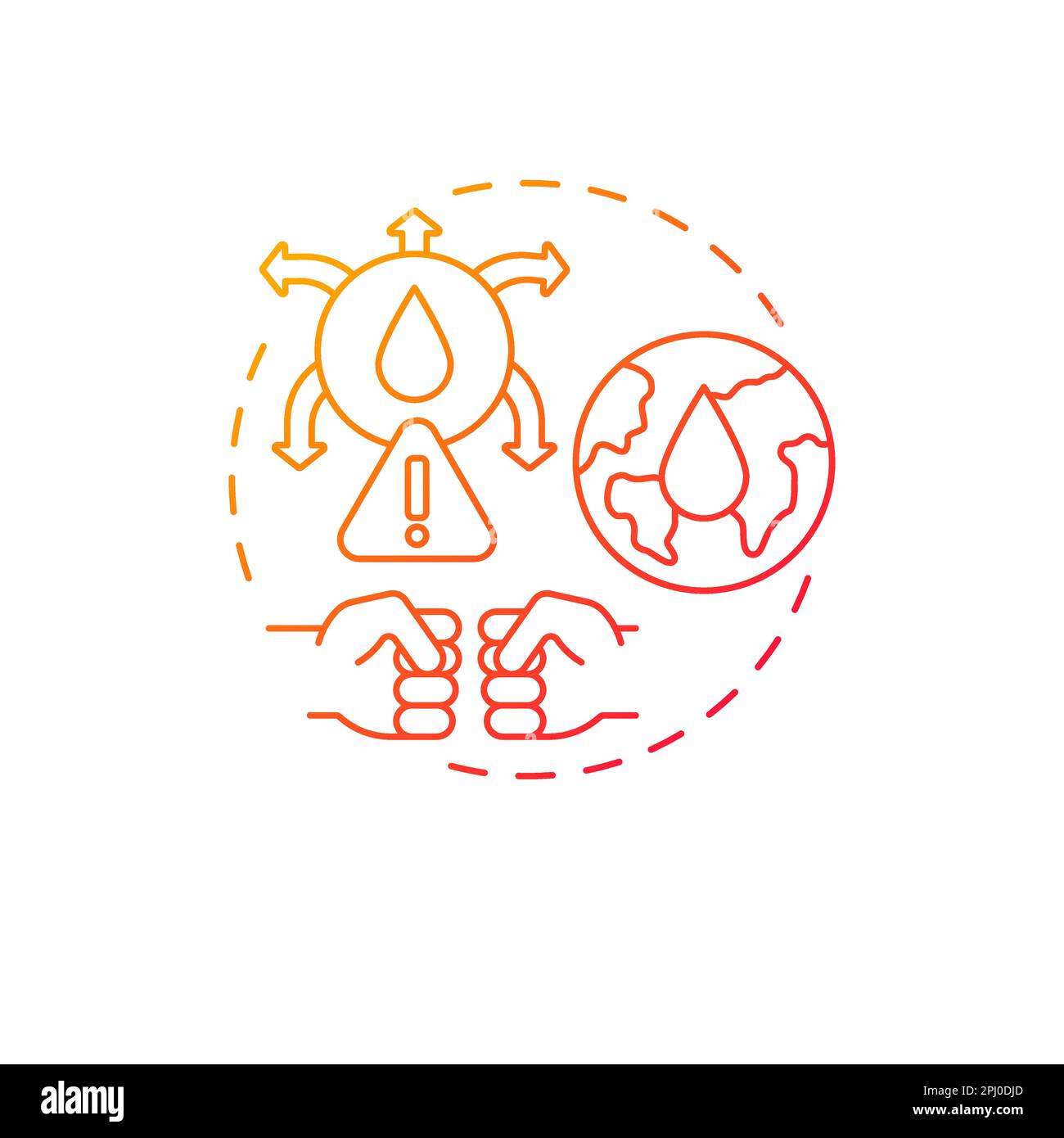 Water conflict red gradient concept icon Stock Vector
