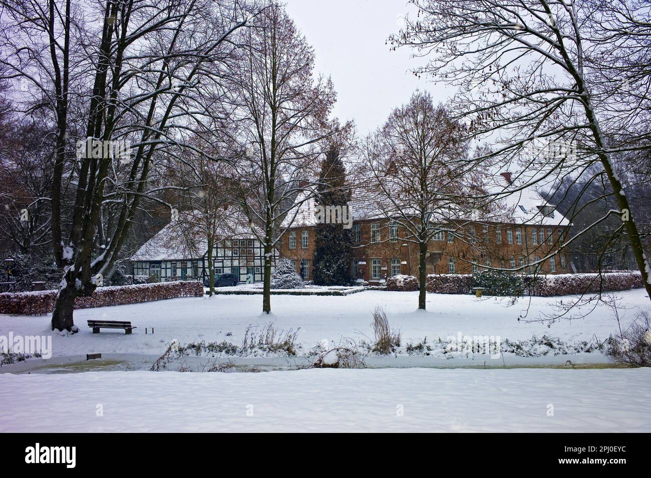 House Blomendal in winter, Bremen Blumenthal, Germany Europe Stock Photo