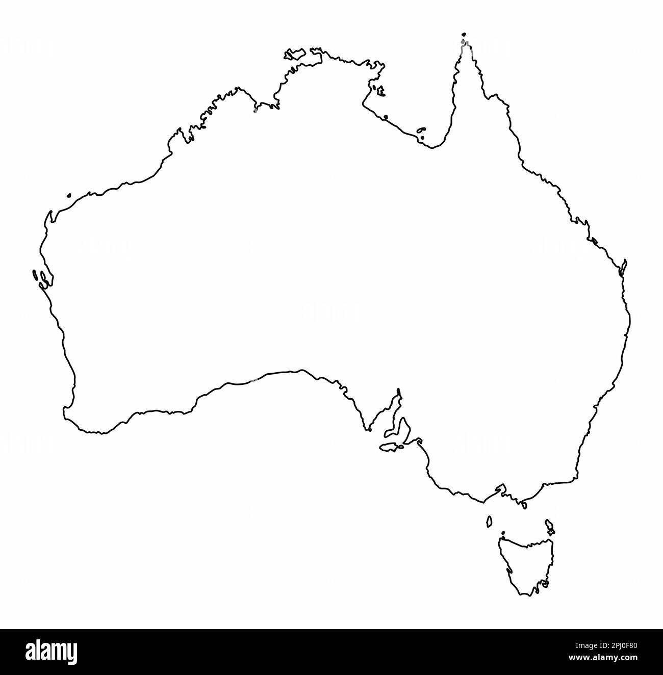Australia outline map isolated on white background Stock Vector