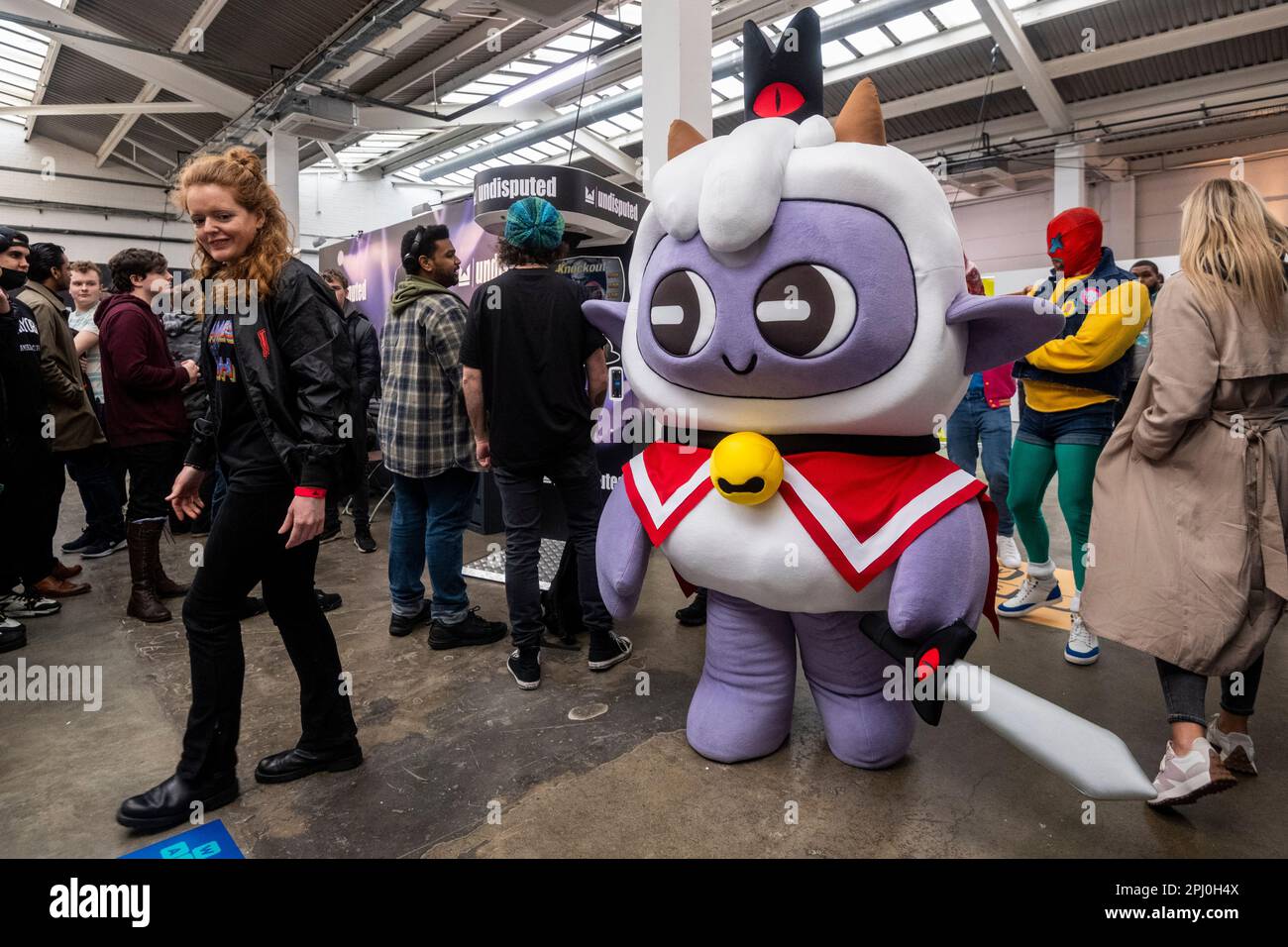 London, UK. 30 March 2023. A cosplayer at the W.A.S.D. Video Games Expo at the The Truman