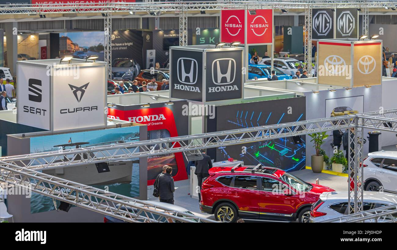 Belgrade, Serbia March 22, 2023 Cars Manufacturers Stands Seat Honda