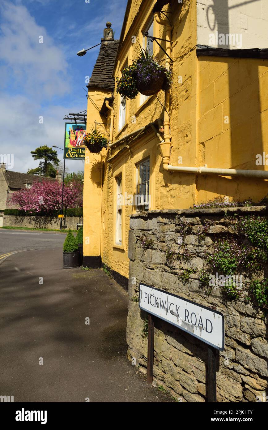 The Hare & Hounds pub at Pickwick, which has historical connections ...