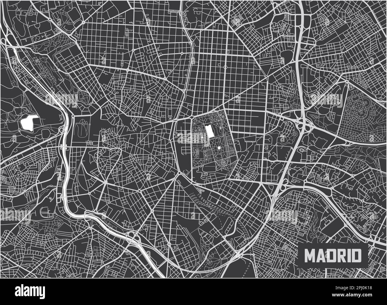 Minimalistic Madrid city map poster - Minimalistic Madrid City Map Poster Design 2PJ0K18