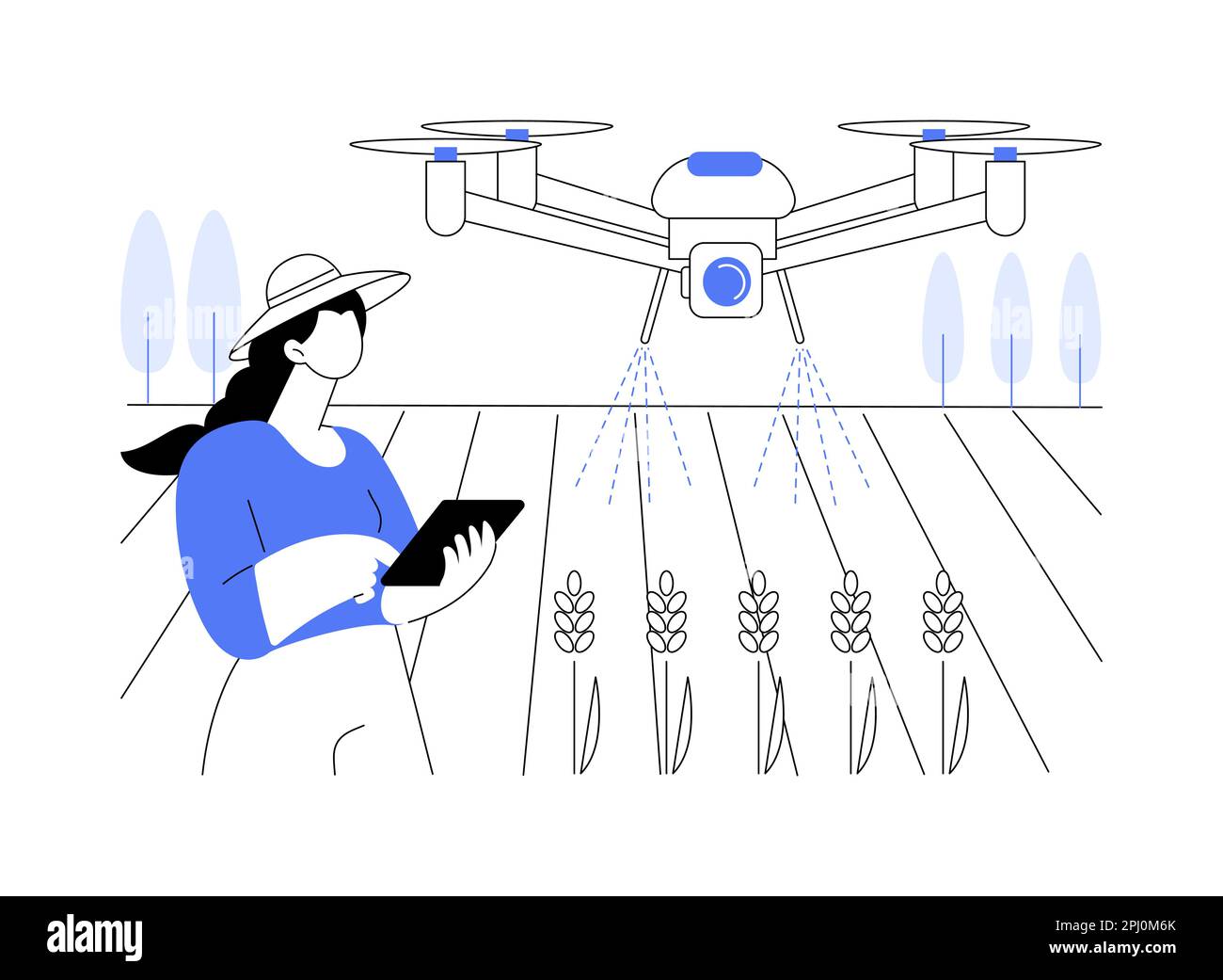 Spraying drone abstract concept vector illustration Stock Vector Image