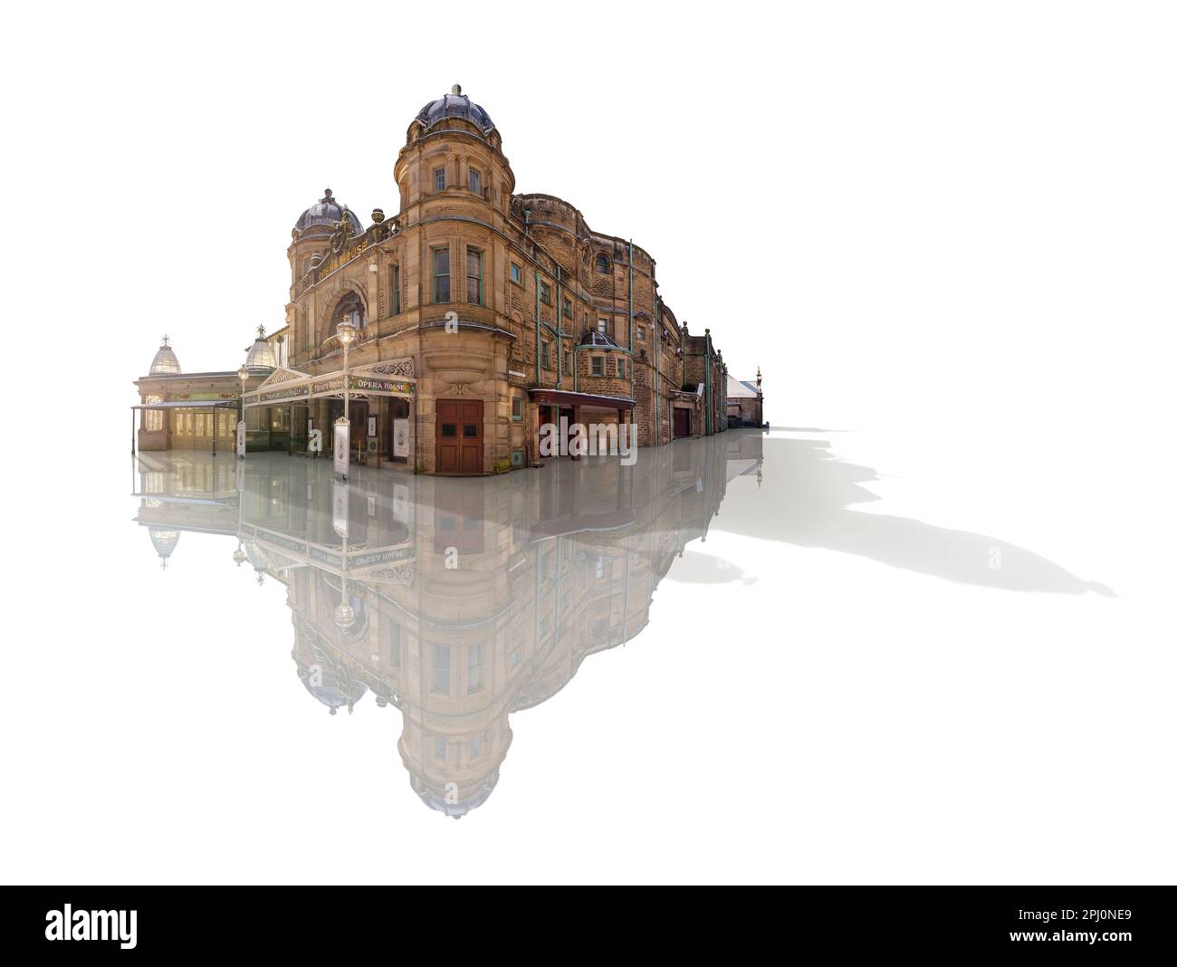 The Buxton Opera House - On white. An Edwardian theatre in this Derbyshire spa resort, this historic bilding has hosted performances since 1903 Stock Photo