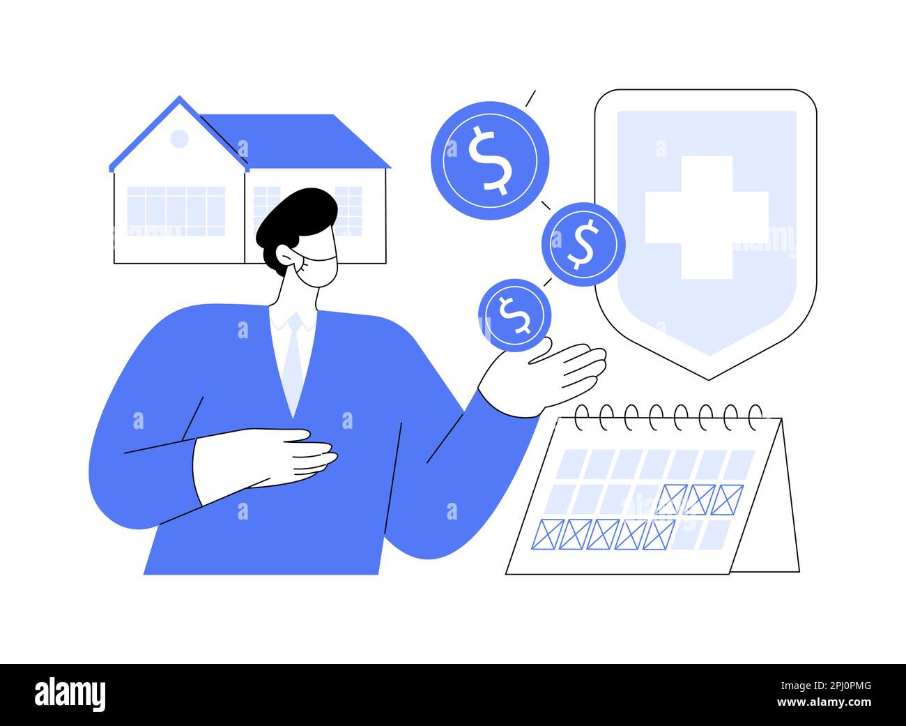 Paid leave for quarantined workers abstract concept vector illustration