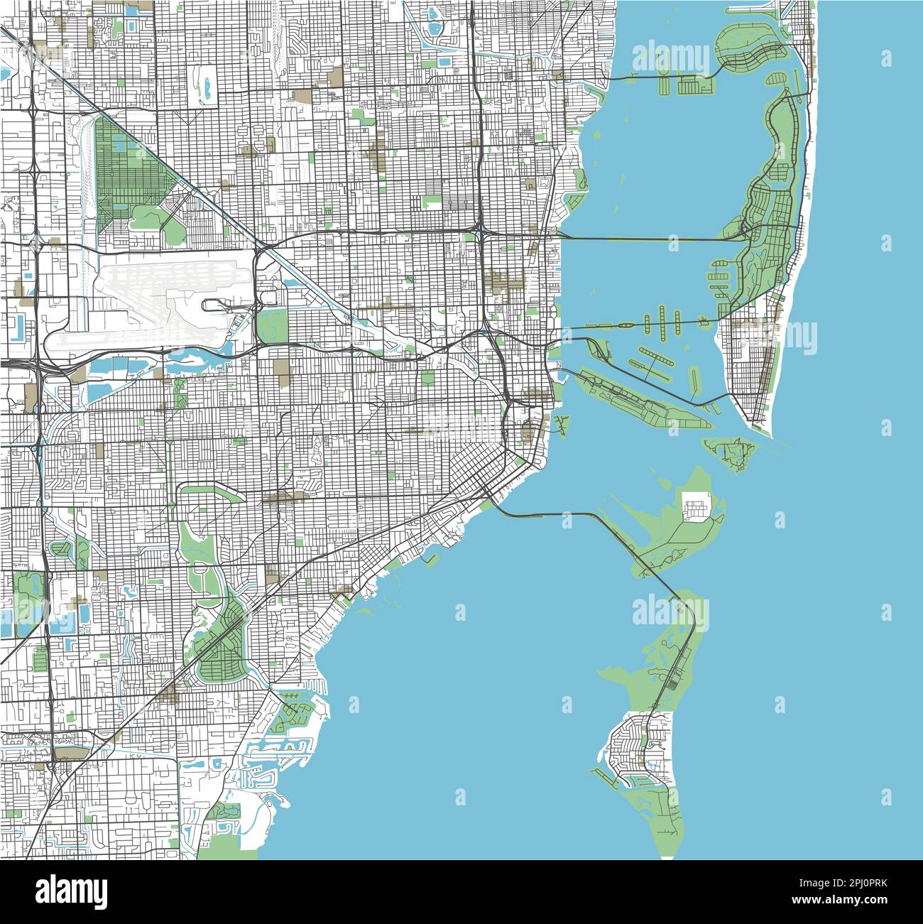 Colorful Miami vector city map - Colorful Miami Vector City Map 2PJ0PRK