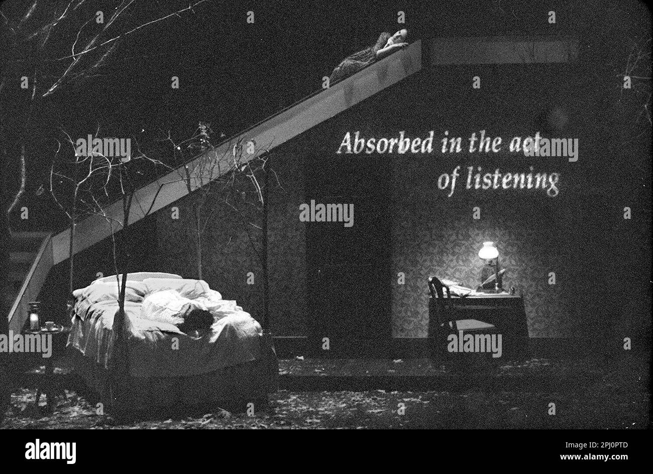 wieland 2c09jan96ddls During the 12 minute intermission, Karen Amano as  Clara Wieland (on bed) and Marcelina Willis as Catherine Pleyel (on stairs)  remain on stage. lea suzuki (LEA SUZUKISan Francisco Chronicle via