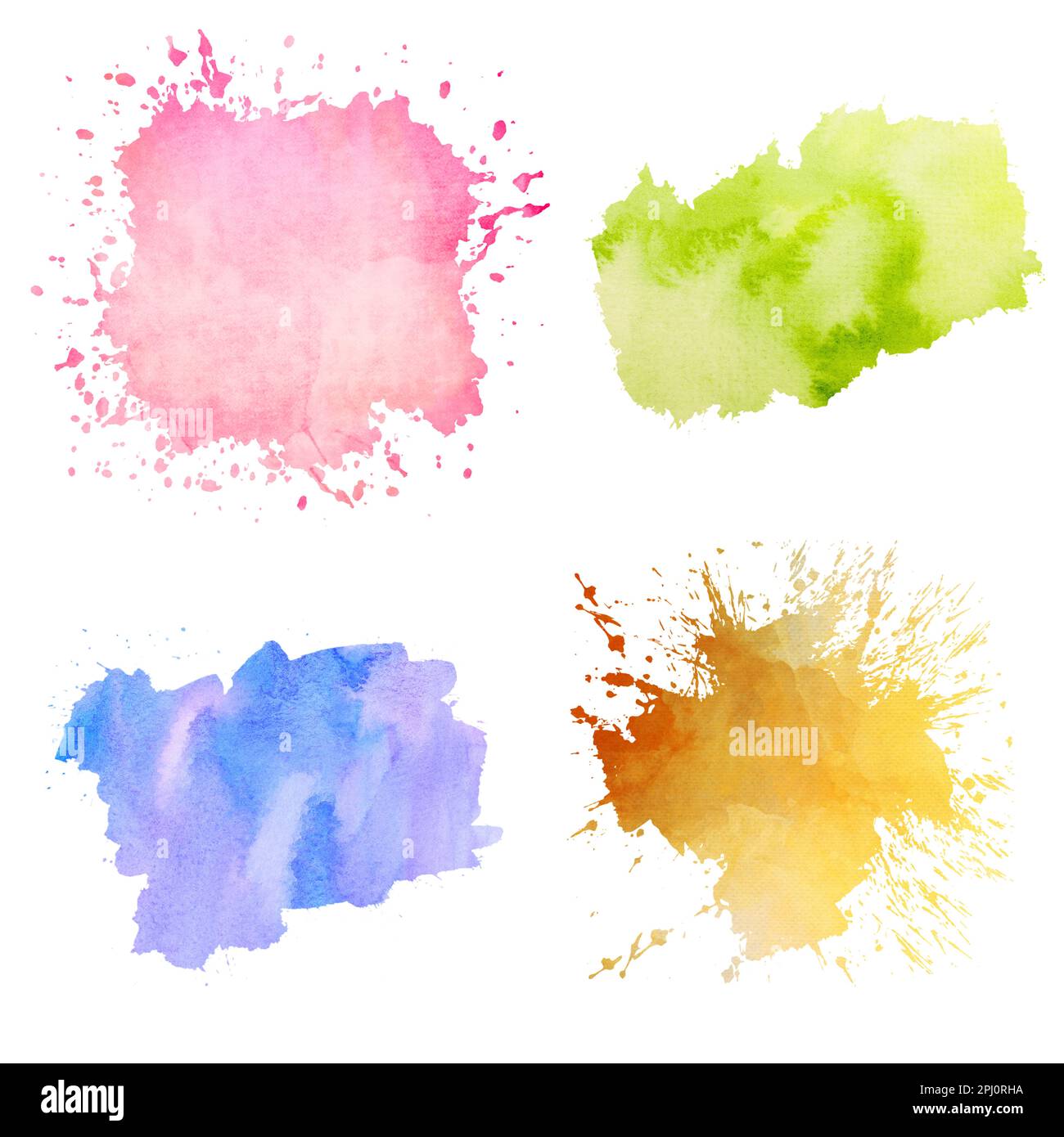 Watercolor Brushes On White Backdrop Colorful Art Vector Set Stock